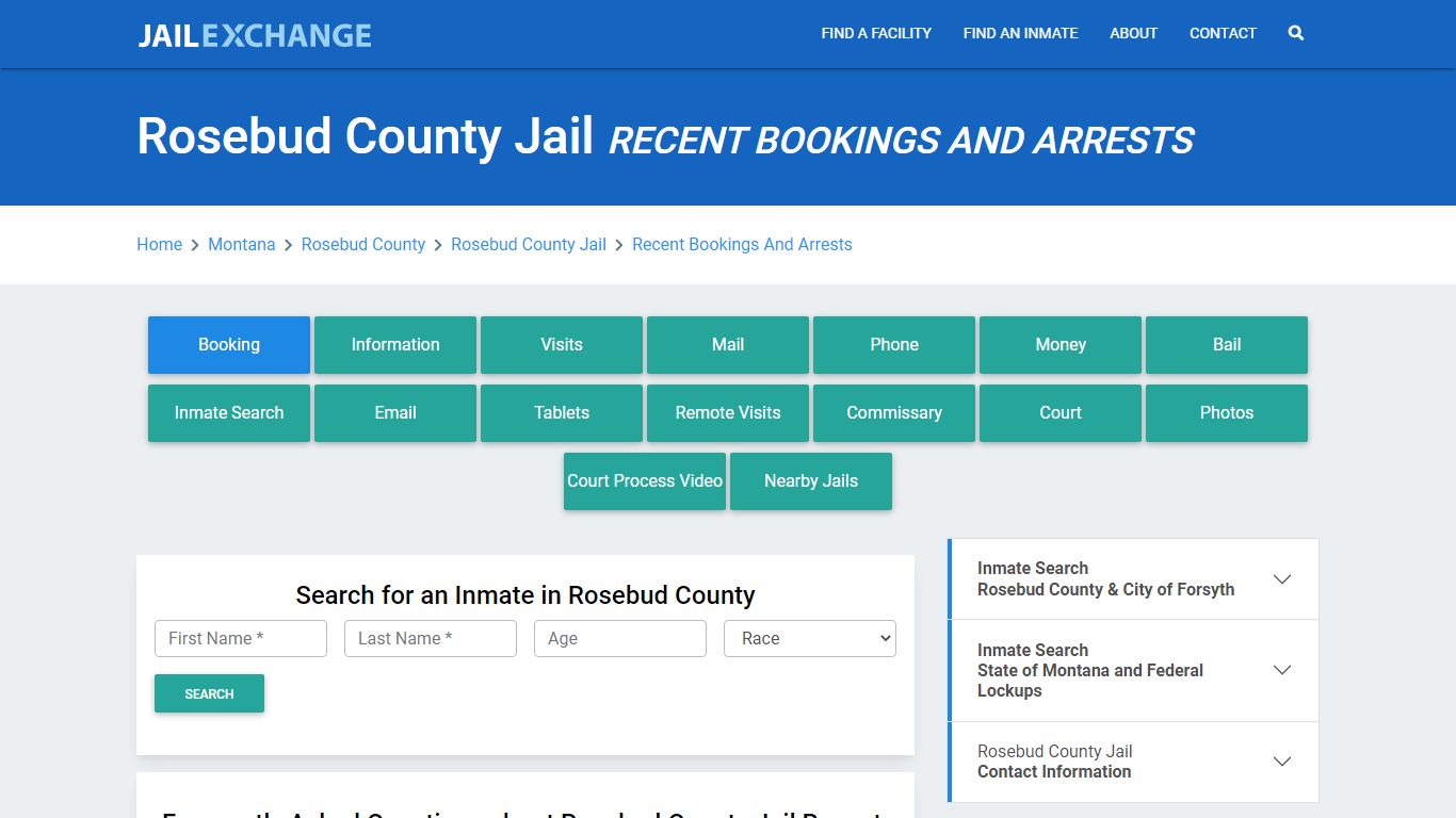 Rosebud County Jail & Sheriff Recent Bookings And Arrests