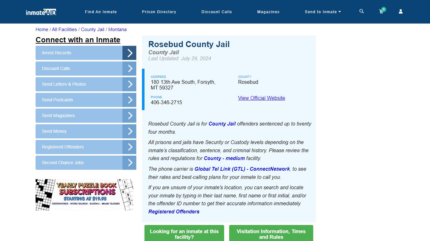 Rosebud County Jail - Inmate Locator