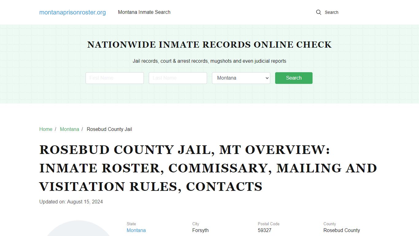 Rosebud County Jail, MT: Offender Search, Visitation & Contact Info